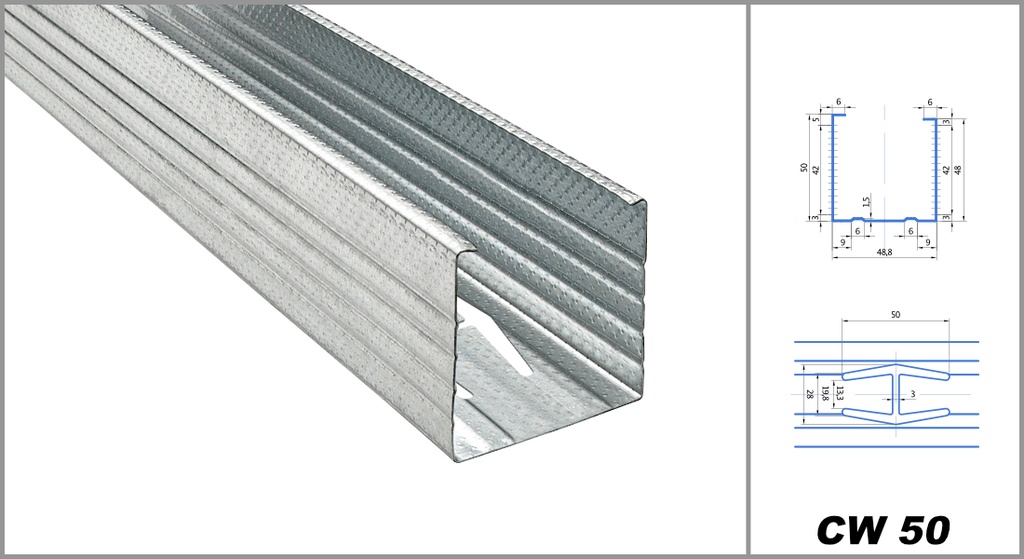 Wandprofil CW-Profil 50/50/06 3000mm(8 Stk/Bund)