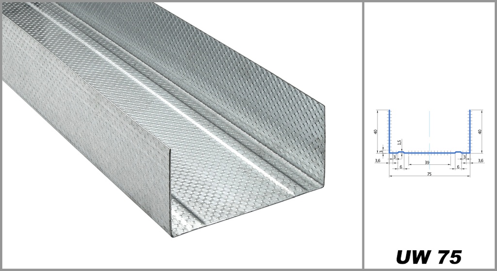Wandprofil UW-Profil 75/40/06 4000mm(8 Stk/Bund)