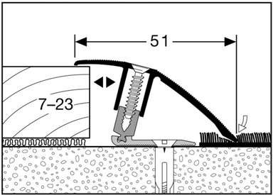 Anpassungsprofil Typ 886 von 7-23 mm Aluminium elox. Edelstahl