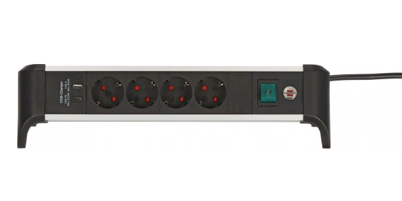 Brennenstuhl ALU-Office-Line 4fach schwarz *DE*