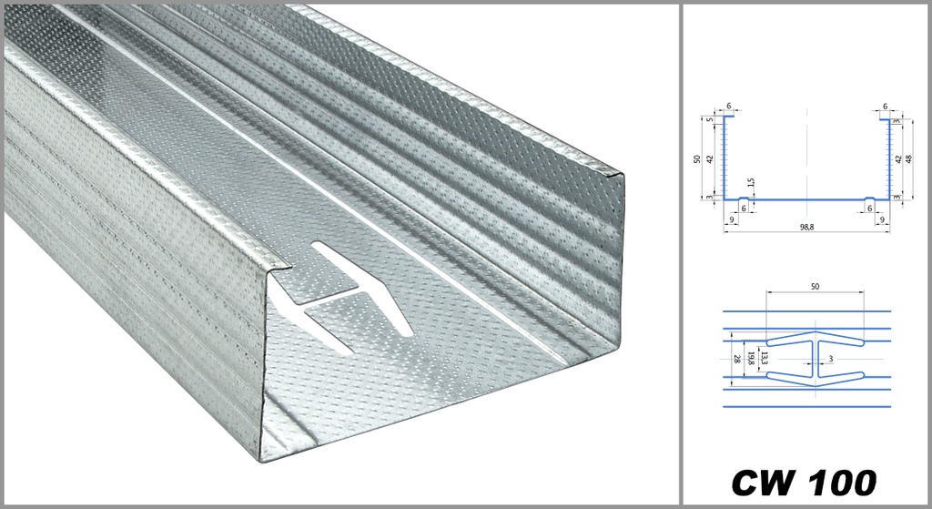 Wandprofil CW-Profil 100/50/06 3000mm(8 Stk/Bund)