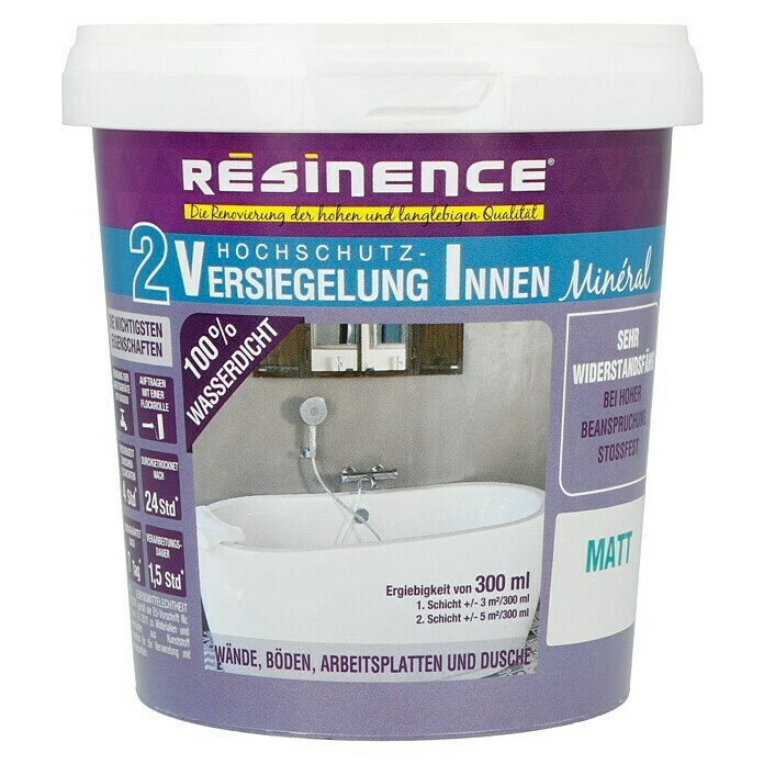 Resinence VERSIEGELUNG F.MINERAL -INNEN 2K NASSBEREICH SEIDENM. 300 ML