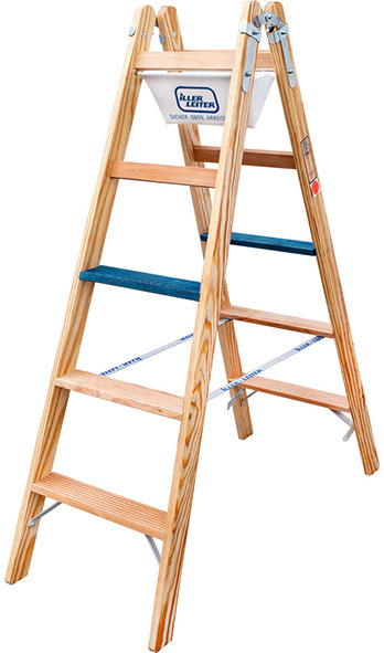 Iller Holz Stufen Stehleiter ERGO Plus 2104-7 2x4 Stufen