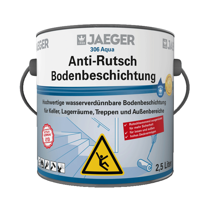 Jaeger 306 Aqua Anti-Rutsch Bodenbeschichtung RAL 7030 steingrau 2,5 Ltr.