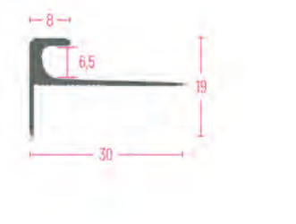 MK Treppenkante 8x30x9,7mm silber 2,70m gebohrt bis 6,5mm 112 S