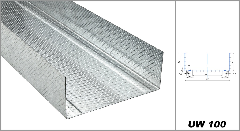 Wandprofil UW-Profil 100/40/06 4000mm(8 Stk/Bund)