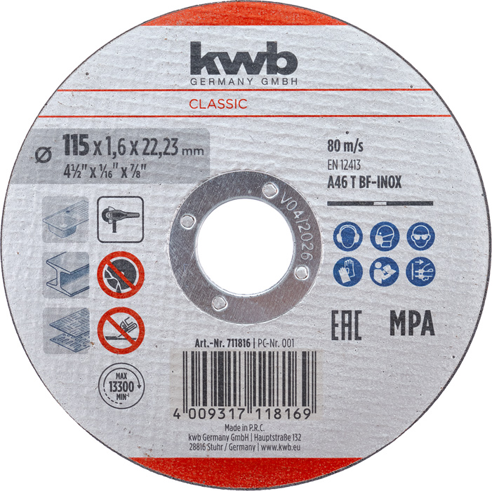 Trennscheibe Stahl/Edelstahl D115