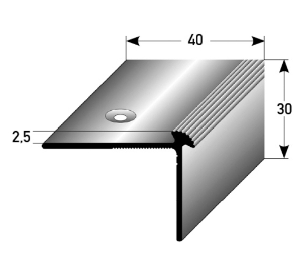 JOKA Treppenkante gebohrt Alu 30 x 40 x2,5 mm SB-Pack silberfarbig 667247 100 cm