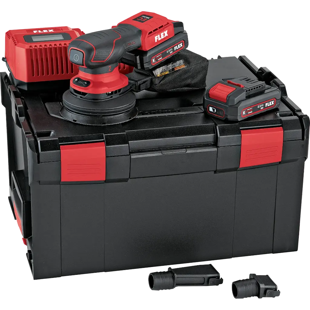 FLEX 18V Akku-Exzenterschleifer mit Drehzahlregelung ORE 2-125 18-EC/2.5 Set + Schleifpapier