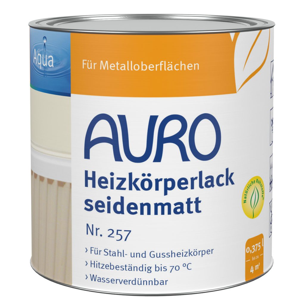 Auro Heizkörperlack, seidenmatt wei 0,375l