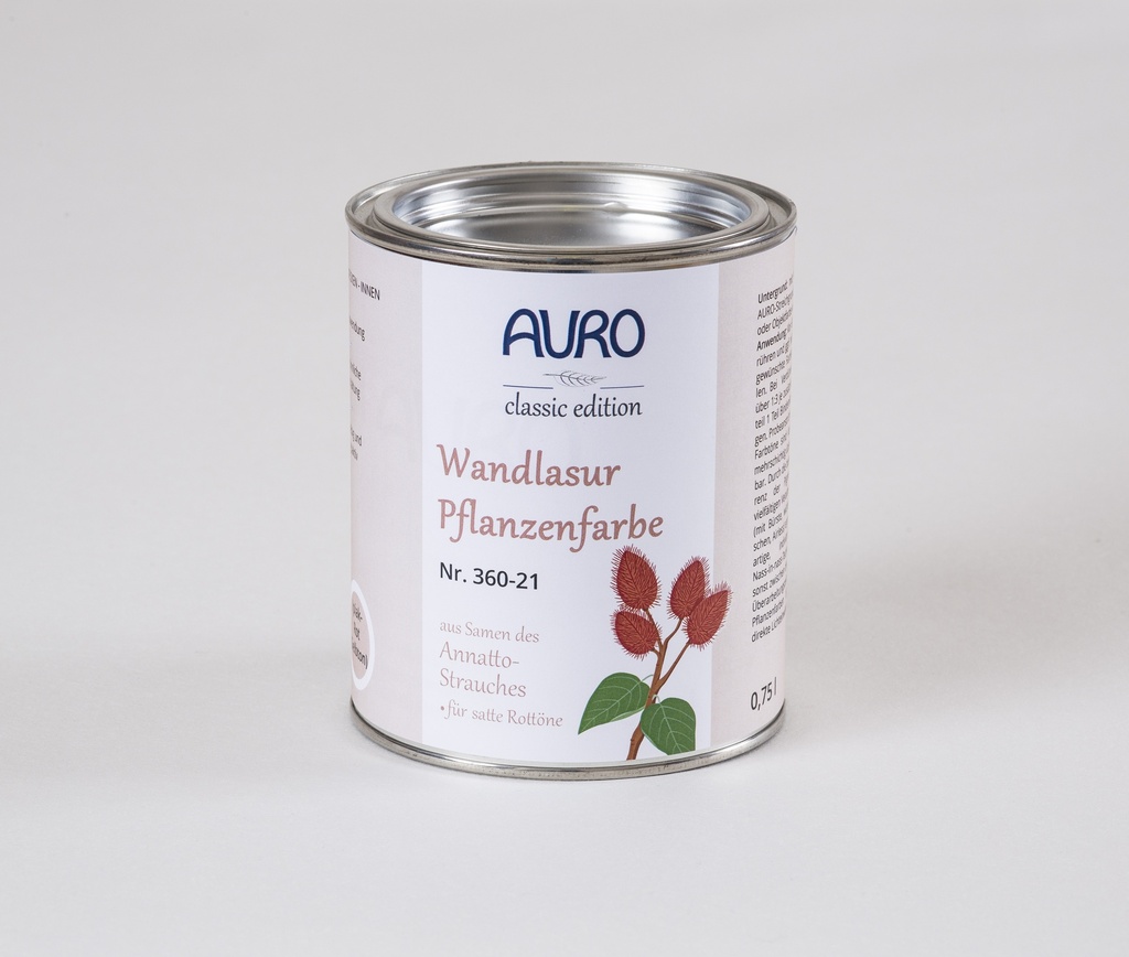 Auro Wandlasur-Pflanzenfarbe Ipiak-Rot (Gelb 0,75l