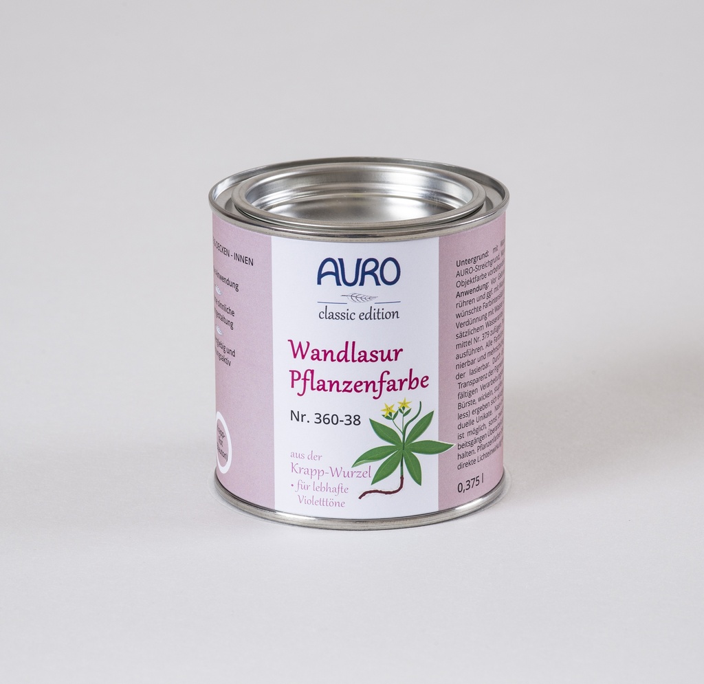 Auro Wandlasur-Pflanzenfarbe krapp-rot (blau 0,375l