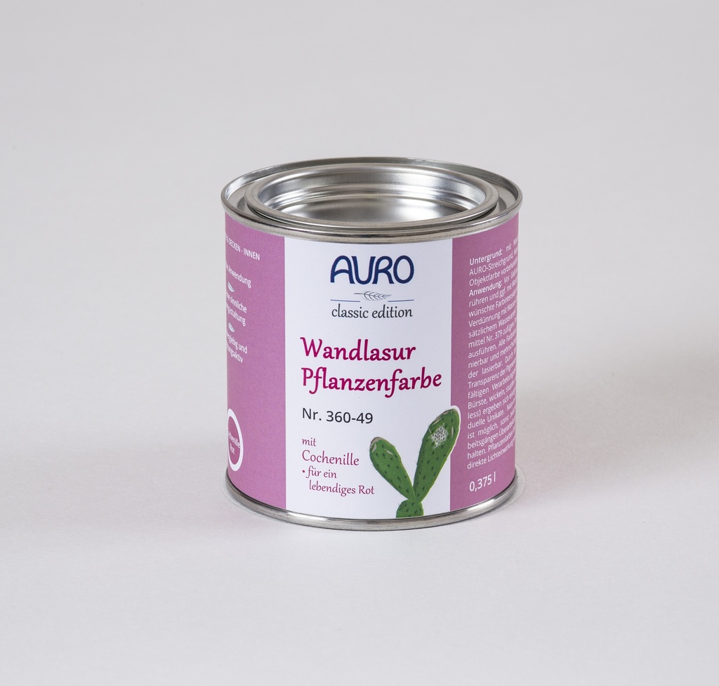 Auro Wandlasur-Pflanzenfarbe cochenille-rot 0,375l