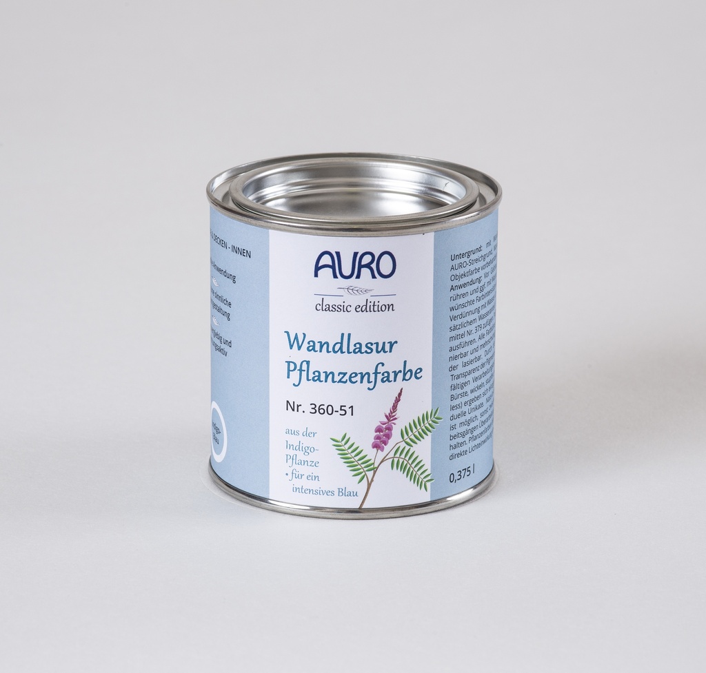 Auro Wandlasur-Pflanzenfarbe indigo-blau 0,375l