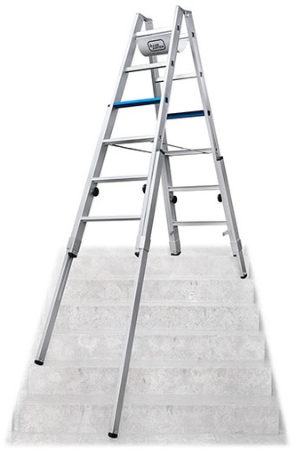 [ILL71406-7E] Iller Treppenhausleiter "Multilift ERGO Plus" eloxiert, 2x6 Stufen 71406-7E