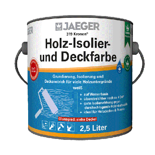 [JAE3190003-501] Jaeger 319 Kronen® Holz-Isolier- und Deckfarbe weiß matt 5 Ltr.