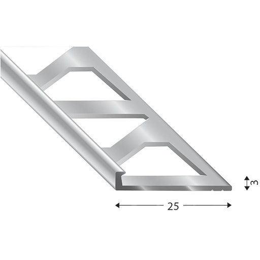 [KUE1193R3] FLIP PRIMO Fliesenabschlussprofil 3mm ALU roh 119 3 R 3m