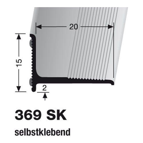 [SCH04-369SSK] Küberit 369 SSK Sockelabschlussprofil pulverbeschichtet 2,70m 20x15mm alu silber selbstklebend