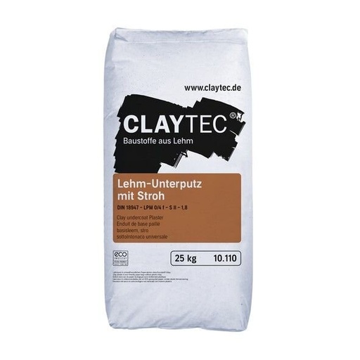 [CLA10.110] CLAYTEC Lehm-Unterputz mit Stroh - 25 kg Sack   (Pal=48 Sack)
